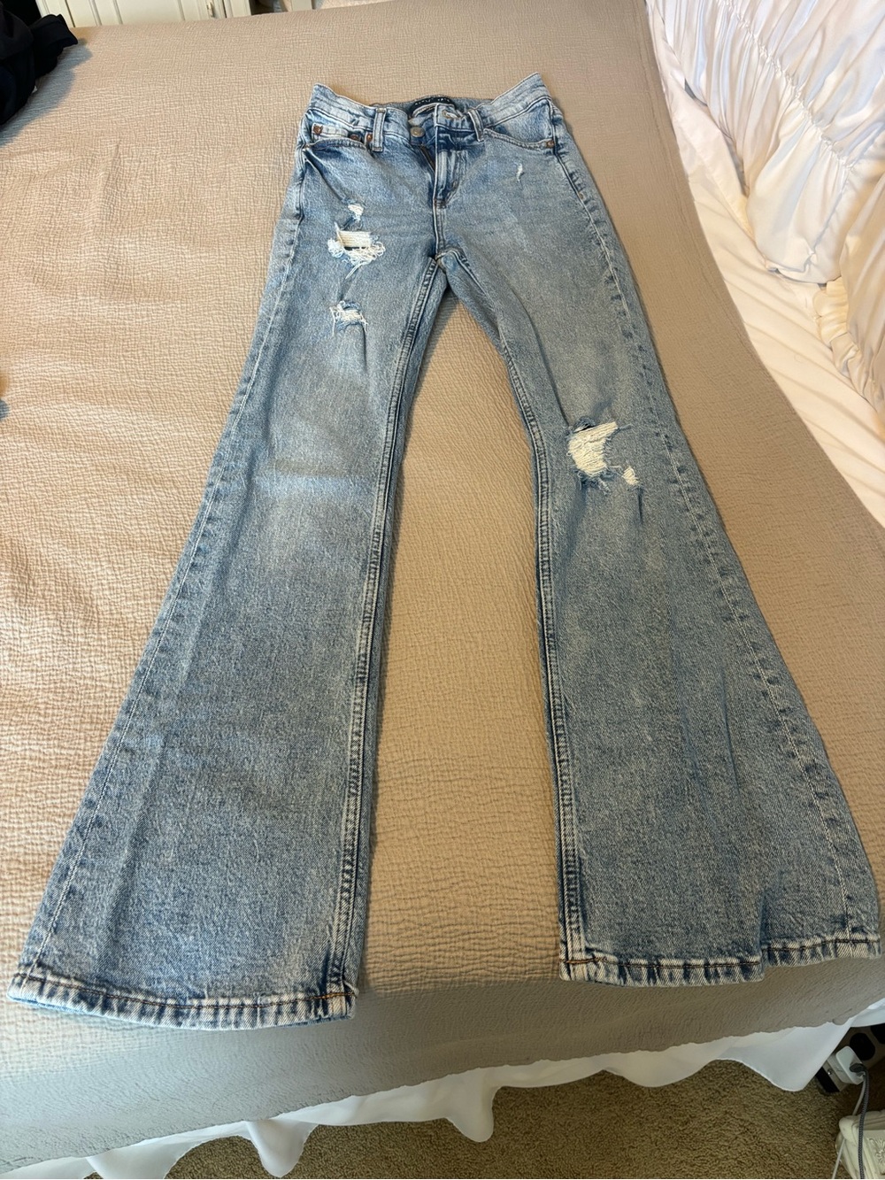 Aeropostale Light Blue Distressed Flare Jeans